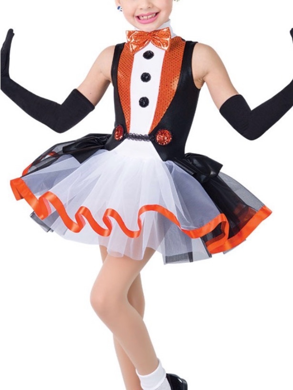Girls Black and Orange Penguin Dance Costume